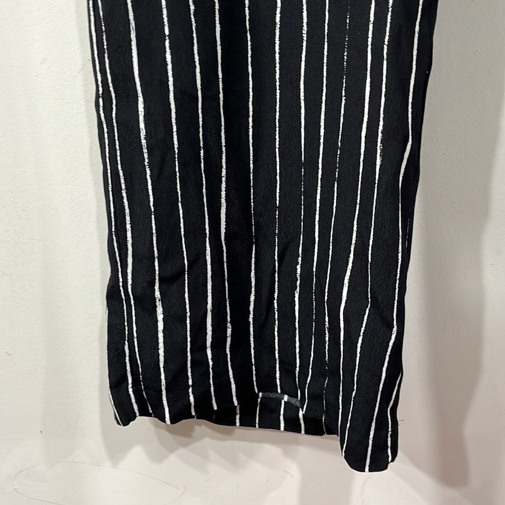 Wilfred Aritzia Faun Stripe Wide Leg Pant Tie Back Pull On Black/ White M - Picture 7 of 13